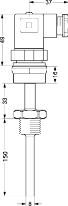 084Z4037 - MBT 3560 Czujnik temperatury Danfoss - wymiary